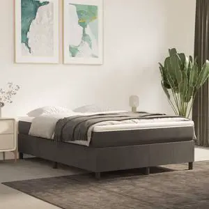 vidaXL Bed Frame Box Spring Bed Frame Base Dark Gray 59.8"x79.9" Queen Velvet
