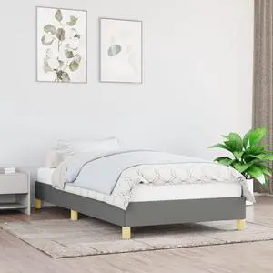 vidaXL Bed Frame Upholstered Platform Bed Dark Gray 39.4"x74.8" Twin Fabric