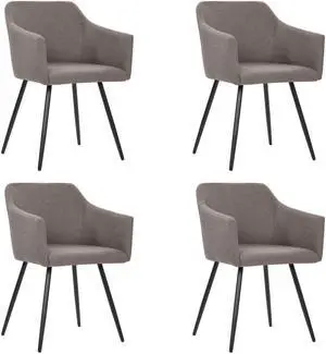 vidaXL Dining Chairs 4 Pcs Accent Upholstered Chair with Metal Legs Taupe Fabric