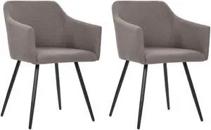 vidaXL Dining Chairs 2 Pcs Accent Upholstered Chair with Metal Legs Taupe Fabric