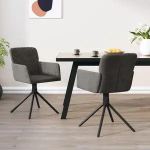 vidaXL Dining Chair 2 Pcs Modern Accent Upholstered Chair Dark Gray Velvet