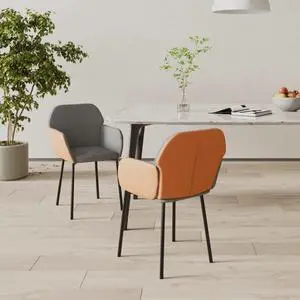 vidaXL Dining Chairs 2 Pcs for Living Room Light Gray Fabric and Faux Leather