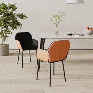 vidaXL Dining Chairs 2 Pcs Upholstered Chair Black Fabric and Faux Leather