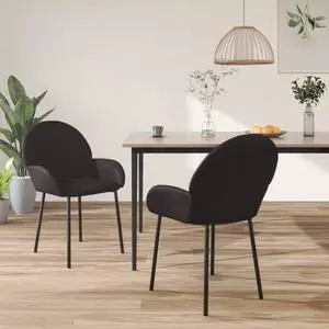 vidaXL Dining Chairs 2 Pcs Accent Chair for Living Room Black Faux Leather