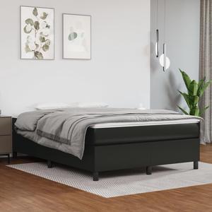 vidaXL Bed Frame Platform Bed with Mattress Black 59.8"x79.9" Faux Leather