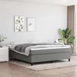 vidaXL Bed Frame Upholstered Bedroom Furniture Dark Gray 76"x79.9" King Fabric