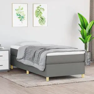 vidaXL Bed Frame Base Bedroom Furniture Dark Gray 39.4"x74.8" Twin Fabric