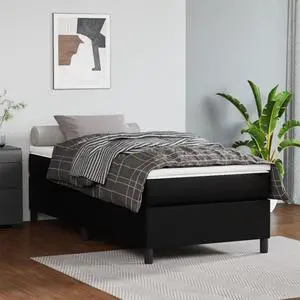 vidaXL Box Spring Bed Frame Black 39.4"x79.9" Twin XL Faux Leather Bed Base