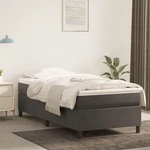 vidaXL Box Spring Bed Frame Dark Gray 39.4"x79.9" Twin XL Velvet Bed Furniture vidaXL Box Spring Bed Frame Dark Gray 39.4"x79.9" Twin XL Velvet Bed Furniture