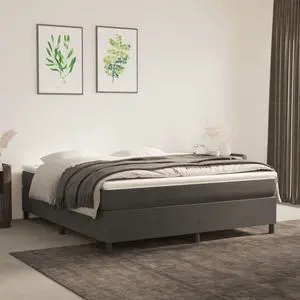 vidaXL Bed Frame Upholstered Bedroom Furniture Dark Gray 76"x79.9" King Velvet