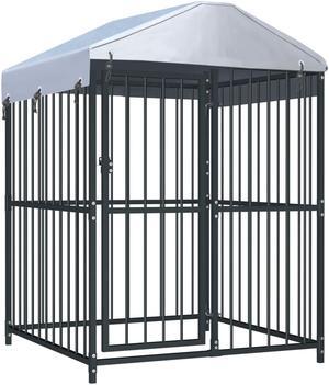 vidaXL Outdoor Dog Kennel Large Dog Crate Dog Cage with Roof Puppy Playpen