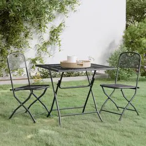 vidaXL Patio Dining Set 3 Piece Expanded Metal Mesh Anthracite Garden Outdoor