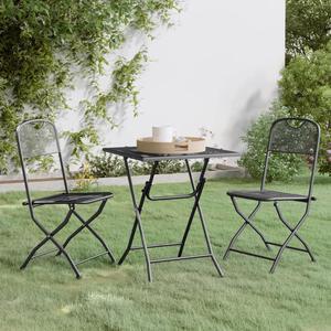 vidaXL Patio Dining Set 3 Piece Expanded Metal Mesh Anthracite Garden Outdoor