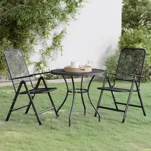 vidaXL Patio Dining Set 3 Piece Expanded Metal Mesh Anthracite Garden Outdoor
