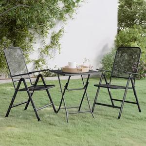 vidaXL Patio Dining Set 3 Piece Expanded Metal Mesh Anthracite Garden Outdoor