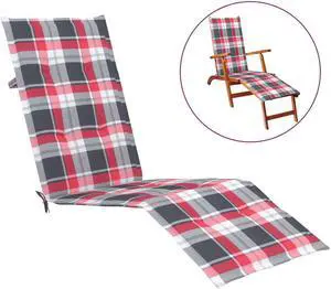 vidaXL Chair Cushion Water Repellent Deck Chair Cushion Red Check Pattern