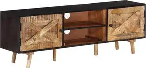 vidaXL TV Cabinet 55.1"x11.8"x18.1" Rough Mango Wood and Solid Acacia Wood