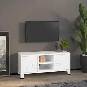 vidaXL Industrial TV Cabinet White 41.3"x13.8"x16.5" Metal