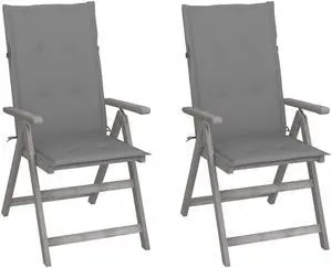 vidaXL Outdoor Recliner Chairs 2 Pcs Patio Chair with Cushions Solid Wood Acacia