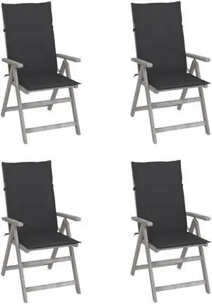vidaXL Outdoor Recliner Chairs 4 Pcs Patio Chair with Cushions Solid Wood Acacia