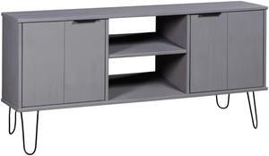 vidaXL TV Stand TV Console Sideboard Media Unit New York Gray Solid Pine Wood