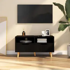 vidaXL TV Cabinet Black 35.4"x15.7"x19.1" Engineered Wood