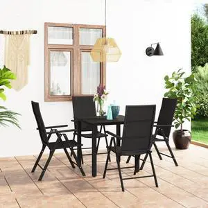 vidaXL Patio Dining Set Outdoor Dining Set Table and Chair Set 5 Piece Black