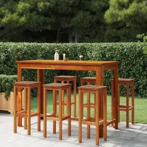 vidaXL Bar Stools Counter Height Stool Island Stool 6 Pcs Solid Wood Acacia