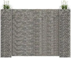 vidaXL H-Shaped Gabion Planter Steel Wire 70.9" Flower Bed Basket Pot Garden
