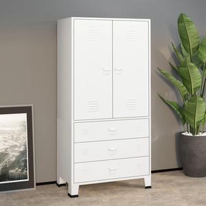 vidaXL Wardrobe Armoire Bedroom Clothes Storage Organizer Closet White Metal