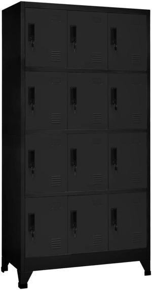 vidaXL Locker Cabinet Home Office Storage Cabinet File Cabinet Black Steel