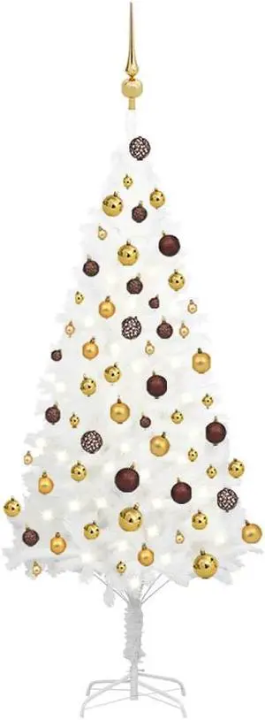 vidaXL Artificial Pre-lit Christmas Tree with Ball Set Xmas Decoration White