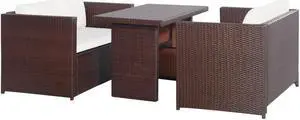 vidaXL Sofa Set 3 Piece Patio Furniture Set with Coffee Table Rattan Brown