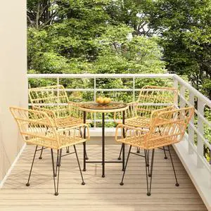 vidaXL Bistro Set Outdoor Patio Balcony Table and Chairs Rattan Look 5 Piece