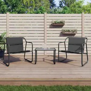 vidaXL Patio Furniture Set 3 Piece Patio Set with Cushions Anthracite Steel