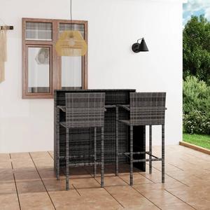 vidaXL Patio Bar Set 3 Piece Bar Table and Stools Patio Furniture Set Gray