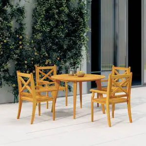 vidaXL Patio Dining Set 5 Piece Patio Table and Chair Set Solid Wood Acacia