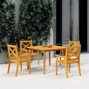 vidaXL Patio Dining Set 5 Piece Patio Table and Chair Set Solid Wood Acacia
