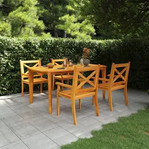 vidaXL Patio Dining Set 5 Piece Patio Table and Chair Set Solid Wood Acacia