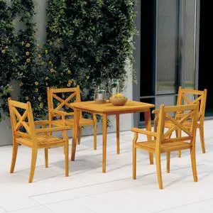vidaXL Patio Dining Set 5 Piece Patio Table and Chair Set Solid Wood Acacia