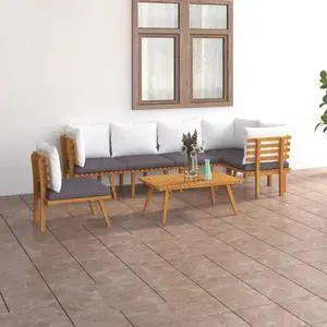 vidaXL Patio Sofa Set Sectional Sofa Patio Furniture 7 Piece Solid Wood Acacia
