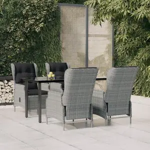 vidaXL Patio Dining Set 5 Piece Patio Conversation Set Light Gray Poly Rattan