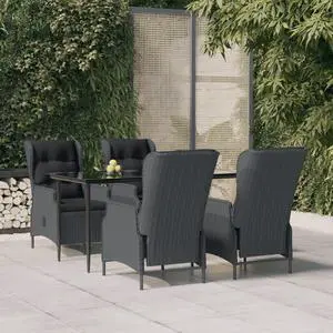 vidaXL Patio Dining Set 5 Piece Patio Conversation Set Dark Gray Poly Rattan