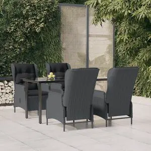 vidaXL Patio Dining Set 5 Piece Patio Conversation Set Dark Gray Poly Rattan