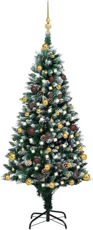 vidaXL Artificial Pre-lit Christmas Tree with Ball Set and Pinecones Xmas Tree