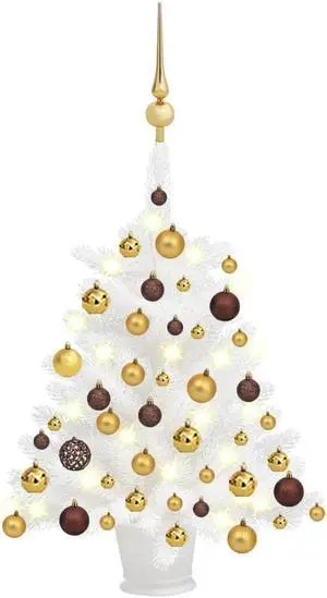 vidaXL Artificial Pre-lit Christmas Tree with Ball Set Xmas Decoration White