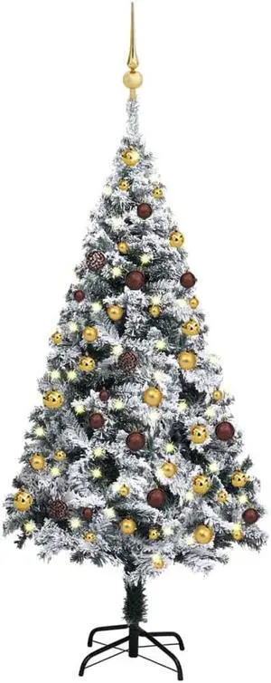 vidaXL Artificial Pre-lit Christmas Tree with Ball Set Xmas Decoration Green