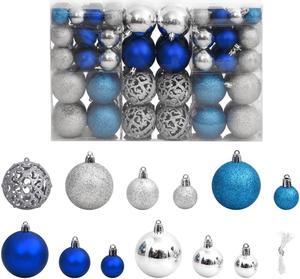 vidaXL Christmas Decoration Hanging Bauble Ornament 100 Pcs Blue and Silver