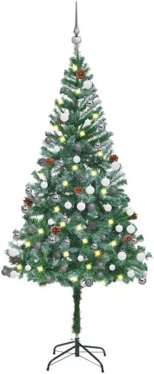 vidaXL Artificial Pre-lit Christmas Tree with Ball Set Pinecones Xmas Tree