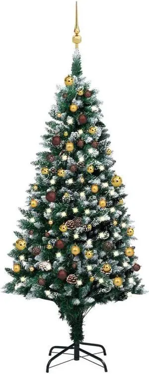 vidaXL Artificial Pre-lit Christmas Tree with Ball Set and Pinecones Xmas Tree